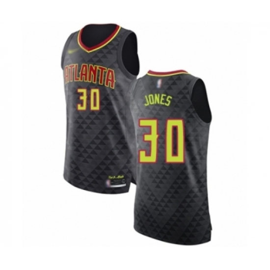 Men's Atlanta Hawks #30 Damian Jones Authentic Black Basketball Jersey - Icon Edition - Ujersey