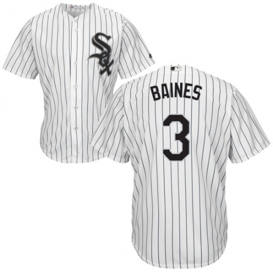 Men's Majestic Chicago White Sox #3 Harold Baines White Home Flex Base Authentic Collection MLB Jersey - Ujersey