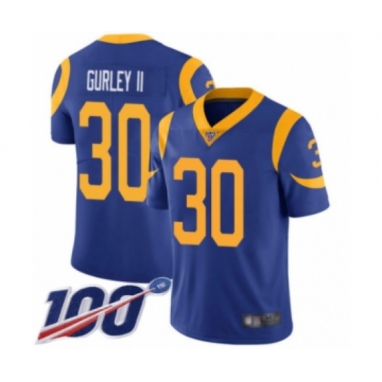 Men's Los Angeles Rams #30 Todd Gurley Royal Blue Alternate Vapor Untouchable Limited Player 100th Season Football Jersey - Ujersey