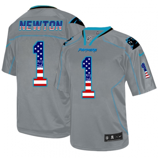 Men's Nike Carolina Panthers #1 Cam Newton Elite Grey USA Flag Fashion NFL Jersey - Ujersey