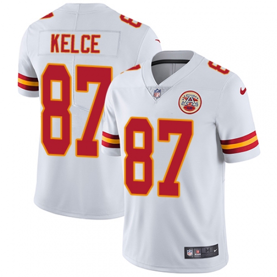 Men's Nike Kansas City Chiefs #87 Travis Kelce White Vapor Untouchable Limited Player NFL Jersey - Ujersey