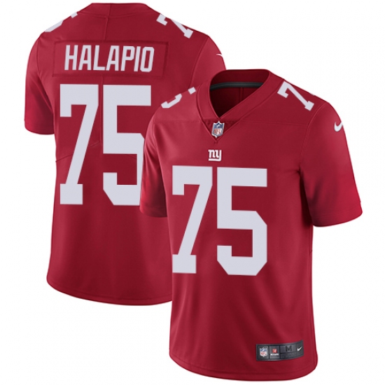 Men's Nike New York Giants #75 Jon Halapio Red Alternate Vapor Untouchable Limited Player NFL Jersey - Ujersey