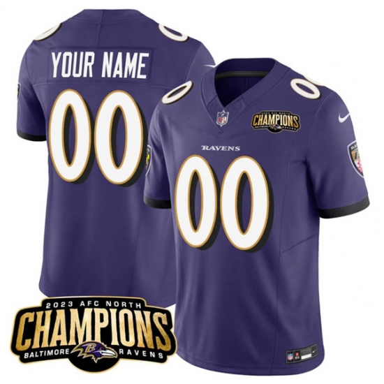 Men's Baltimore Ravens Active Player Custom Purple 2023 F.U.S.E. AFC North Champions Vapor Limited Football Stitched Jersey - Ujersey