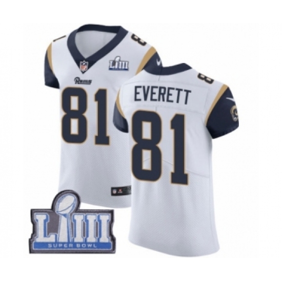 Men's Nike Los Angeles Rams #81 Gerald Everett White Vapor Untouchable Elite Player Super Bowl LIII Bound NFL Jersey - Ujersey