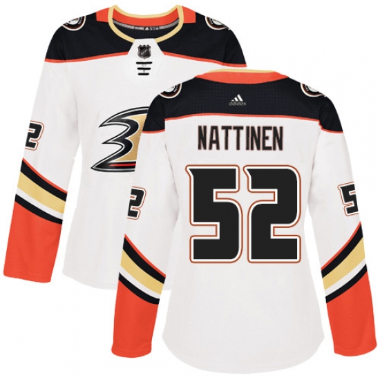 Women's Adidas Anaheim Ducks #52 Julius Nattinen Authentic White Away NHL Jersey - Ujersey