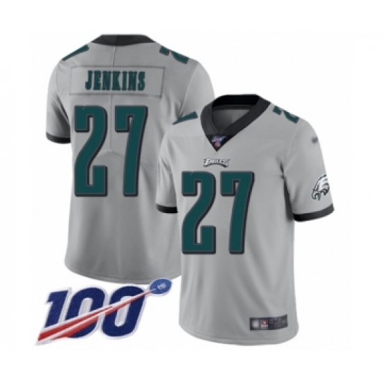 Youth Philadelphia Eagles #27 Malcolm Jenkins Limited Silver Inverted Legend 100th Season Football Jersey - Ujersey