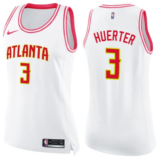 Women's Nike Atlanta Hawks #3 Kevin Huerter Swingman White Pink Fashion NBA Jersey - Ujersey