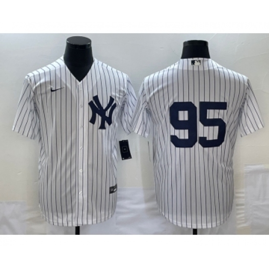 Men's New York Yankees #95 Oswaldo Cabrera White Stitched Nike Cool Base Throwback Jersey - Ujersey