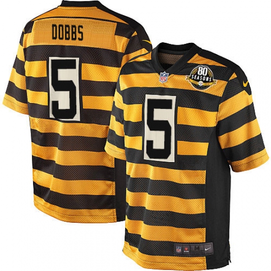 Men's Nike Pittsburgh Steelers #5 Joshua Dobbs Game Yellow/Black Alternate 80TH Anniversary Throwback NFL Jersey - Ujersey
