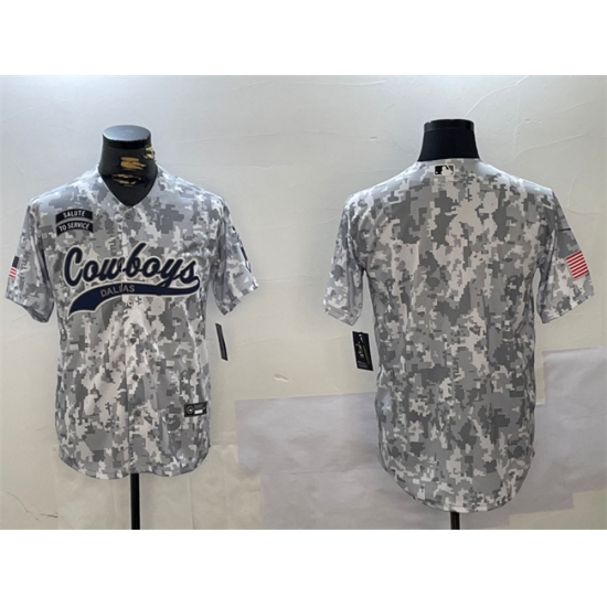Men's Dallas Cowboys Blank 2024 Arctic Camo Salute To Service Stitched Baseball Jersey - Ujersey