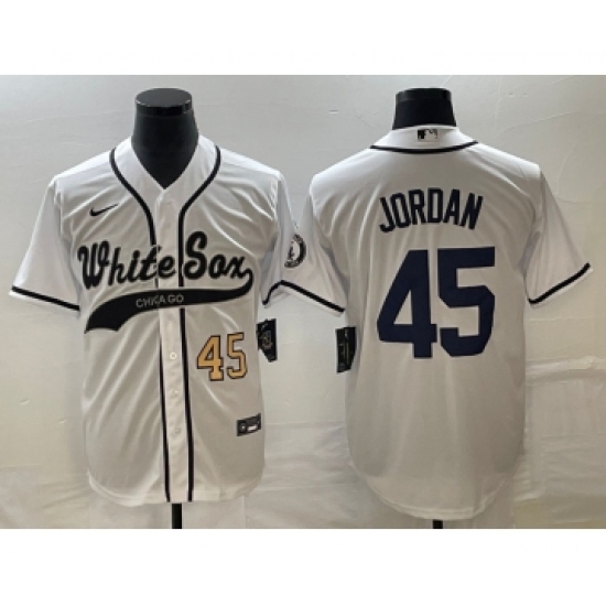 Men's Chicago White Sox #45 Michael Jordan Number White Cool Base Stitched Baseball Jersey - Ujersey