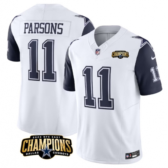 Men's Dallas Cowboys #11 Micah Parsons White Navy 2023 F.U.S.E. NFC East Champions Football Stitched Jersey - Ujersey