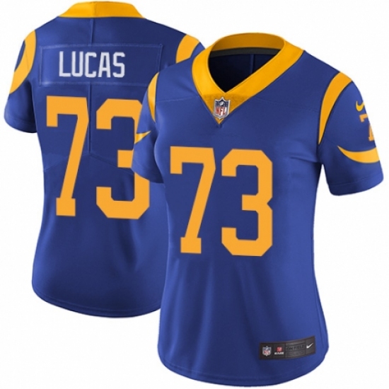 Women's Nike Los Angeles Rams #73 Cornelius Lucas Royal Blue Alternate Vapor Untouchable Elite Player NFL Jersey - Ujersey