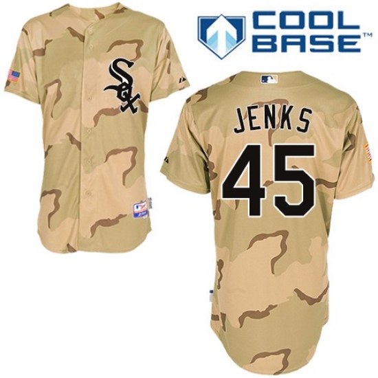 Men's Majestic Chicago White Sox #45 Bobby Jenks Authentic Camouflage Cool Base MLB Jersey - Ujersey