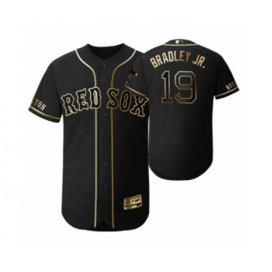 Men 2019 Golden Edition Boston Red Sox Black #19 Jackie Bradley Jr. Flex Base Jersey - Ujersey