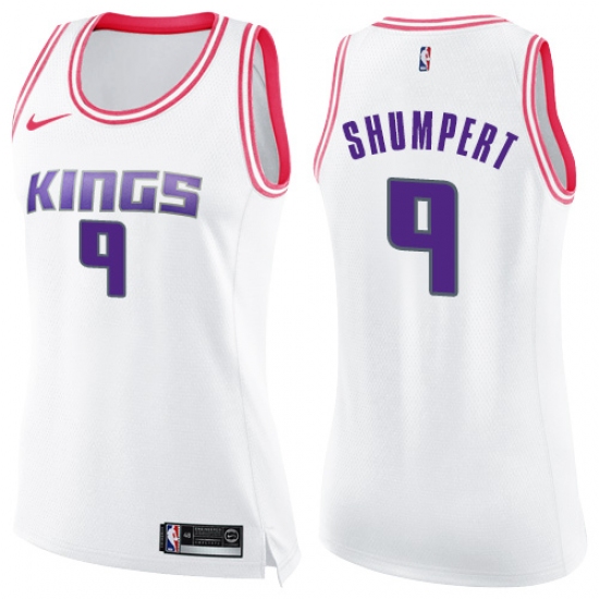Women's Nike Sacramento Kings #9 Iman Shumpert Swingman White/Pink Fashion NBA Jersey - Ujersey