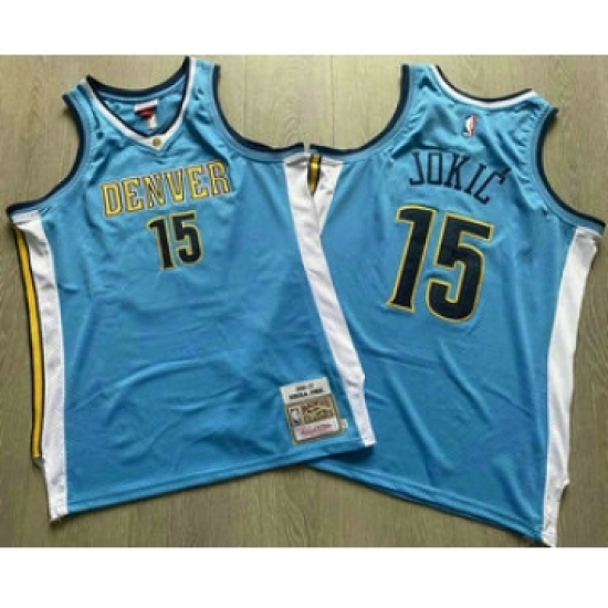 Men's Denver Nuggets #15 Nikola Jokic Blue Hardwood Classics Soul AU Stitched Throwback Jersey - Ujersey