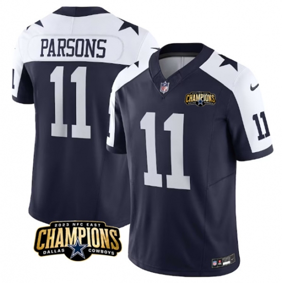 Men's Dallas Cowboys #11 Micah Parsons Navy White 2023 F.U.S.E. NFC East Champions Football Stitched Jersey - Ujersey