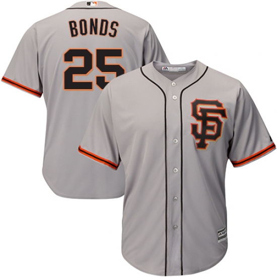 Men's Majestic San Francisco Giants #25 Barry Bonds Replica Grey Road 2 Cool Base MLB Jersey - Ujersey