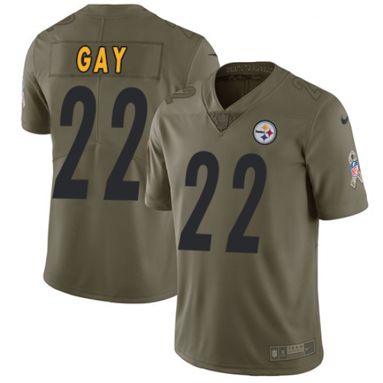 Men's Nike Pittsburgh Steelers #22 William Gay Limited Olive 2017 Salute to Service NFL Jersey - Ujersey