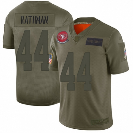 Youth San Francisco 49ers #44 Tom Rathman Limited Camo 2019 Salute to Service Football Jersey - Ujersey