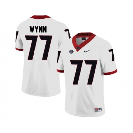 Georgia Bulldogs 77 Isaiah Wynn White College Football Jersey - Ujersey
