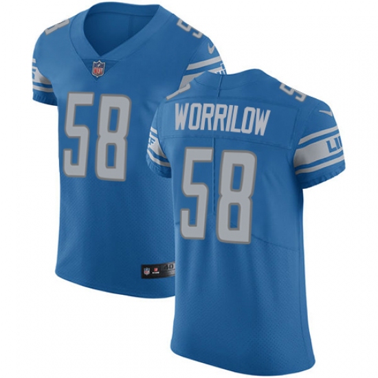 Men's Nike Detroit Lions #58 Paul Worrilow Blue Team Color Vapor Untouchable Elite Player NFL Jersey - Ujersey