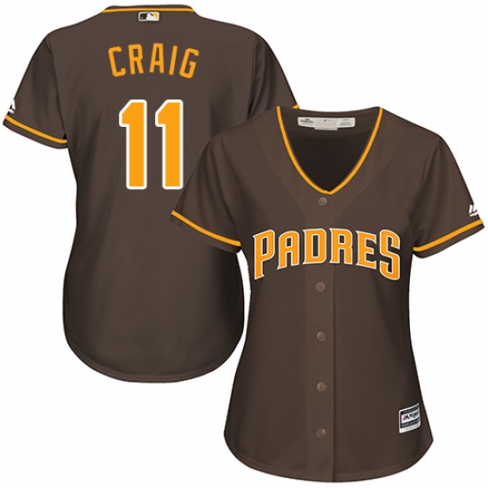 Women's Majestic San Diego Padres #11 Allen Craig Authentic Brown Alternate Cool Base MLB Jersey - Ujersey