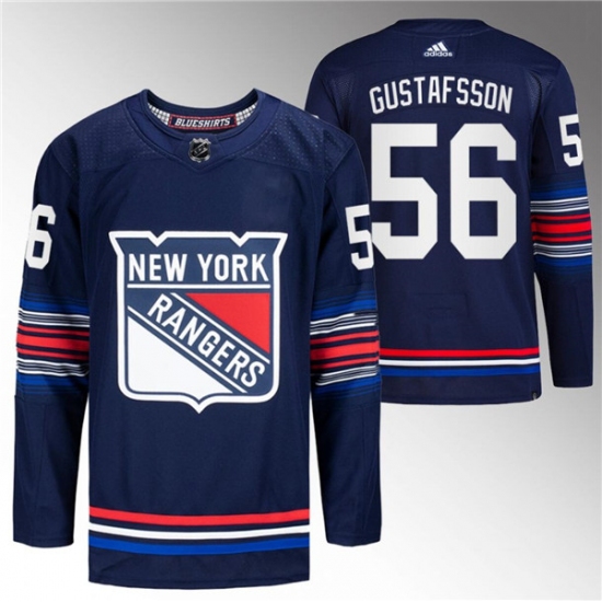Men's New York Rangers #56 Erik Gustafsson Navy Stitched Jersey - Ujersey