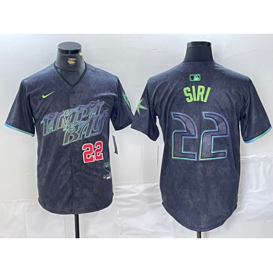 Men's Tampa Bay Rays #22 Jose Siri Number Charcoal 2024 City Connect Limited Stitched Jerseys - Ujersey