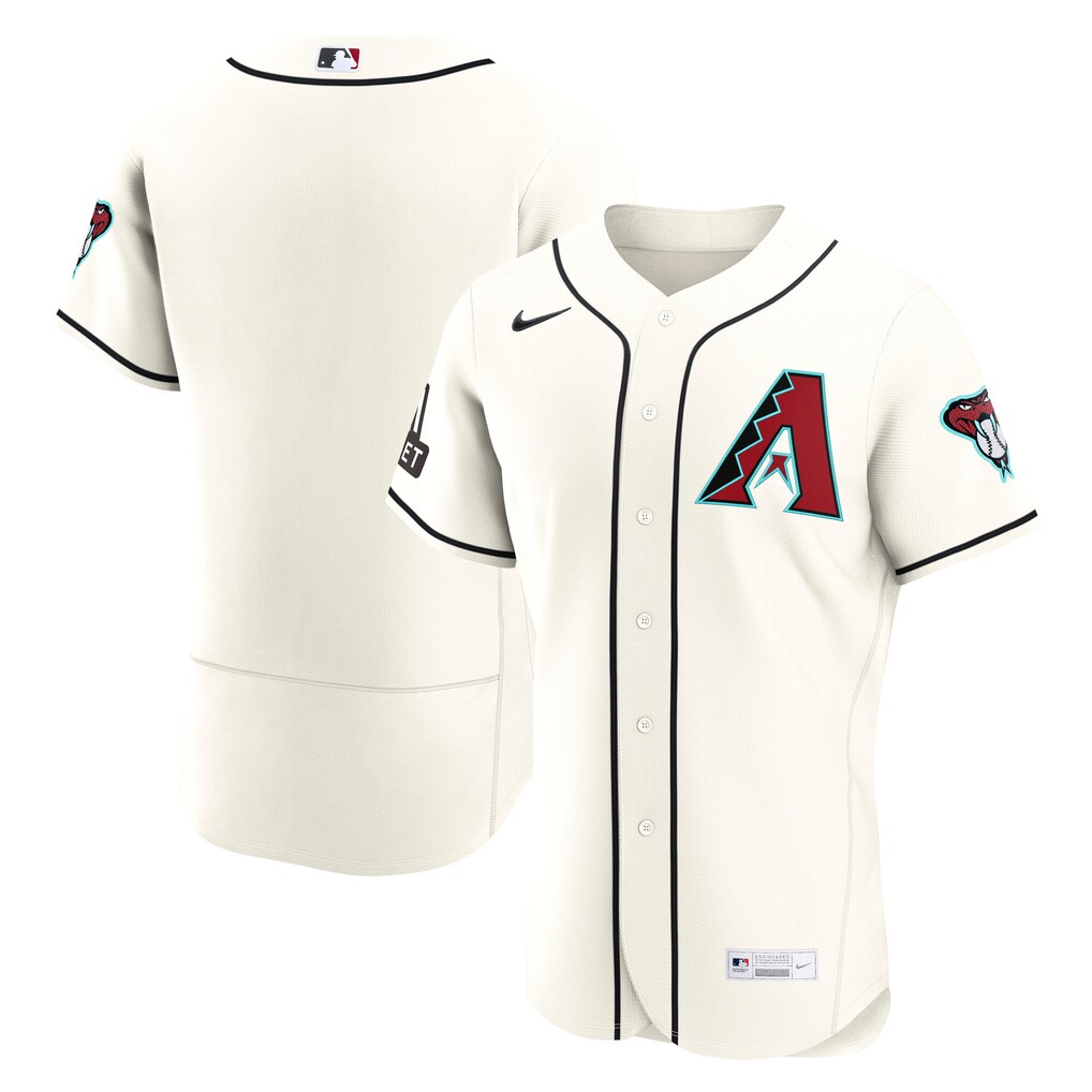 Men's Arizona Diamondbacks Nike Cream Home Sponsor Patch Authentic Jersey - ujerseystore