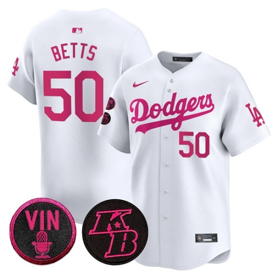 Men's Los Angeles Dodgers #50 Mookie Betts White 2026 Mother’s Day Vapor Premier Limited Stitched Baseball Jersey - Ujersey