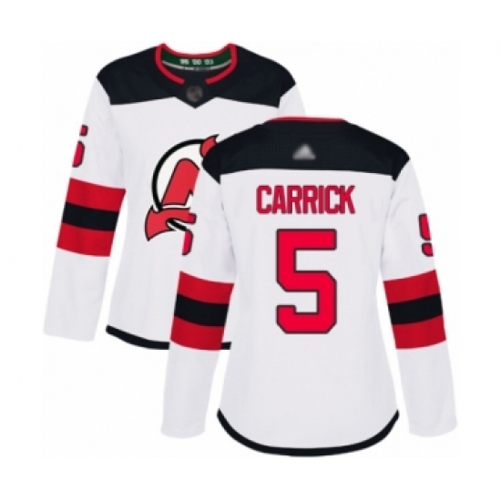 Women's New Jersey Devils #5 Connor Carrick Authentic White Away Hockey Jersey