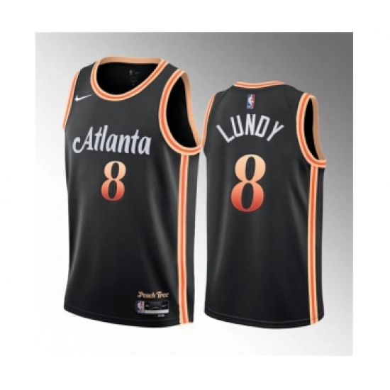 Men's Atlanta Hawks #8 Seth Lundy Black 2023 Draft City Edition Stitched Jersey - Ujersey