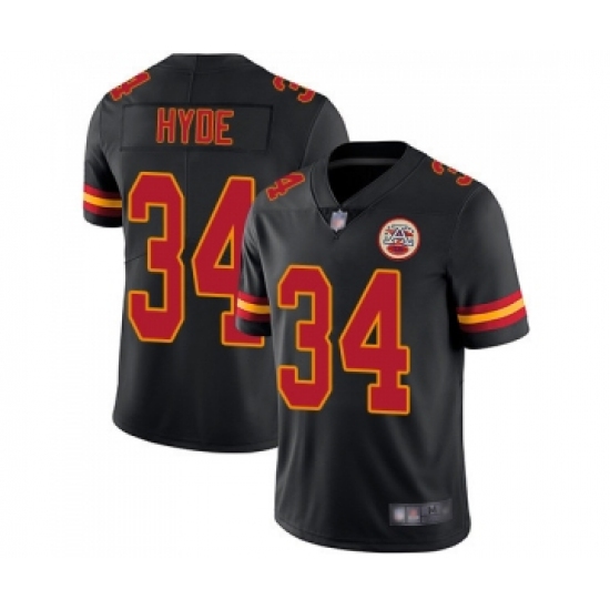 Men's Kansas City Chiefs #34 Carlos Hyde Limited Black Rush Vapor Untouchable Football Jersey - Ujersey