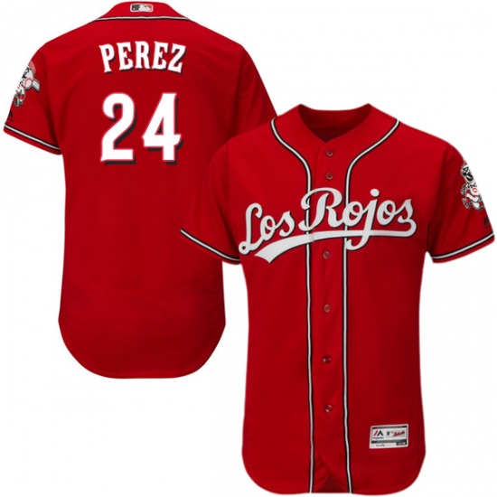 Men's Majestic Cincinnati Reds #24 Tony Perez Red Los Rojos Flexbase Authentic Collection MLB Jersey - Ujersey