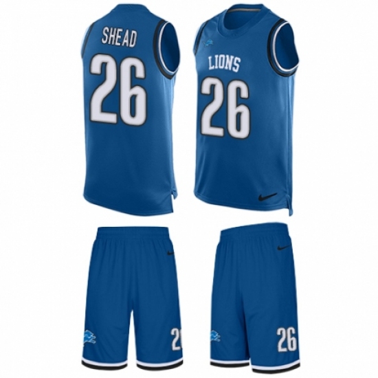 Men's Nike Detroit Lions #26 DeShawn Shead Limited Blue Tank Top Suit NFL Jersey - Ujersey