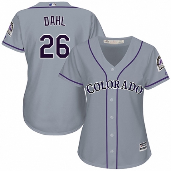 Women's Majestic Colorado Rockies #26 David Dahl Authentic Grey Road Cool Base MLB Jersey - Ujersey