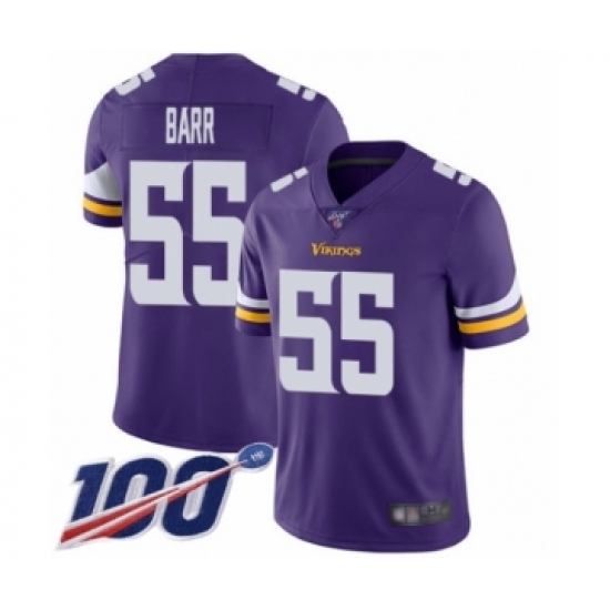 Men's Minnesota Vikings #55 Anthony Barr Purple Team Color Vapor Untouchable Limited Player 100th Season Football Jersey - Ujersey