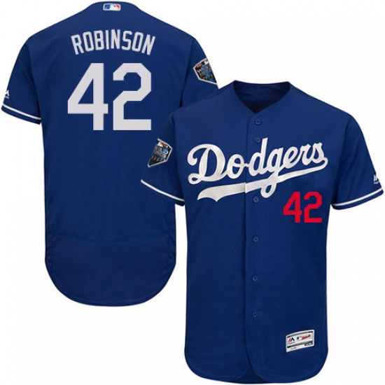 Men's Majestic Los Angeles Dodgers #42 Jackie Robinson Royal Blue Flexbase Authentic Collection 2018 World Series MLB Jersey - Ujersey