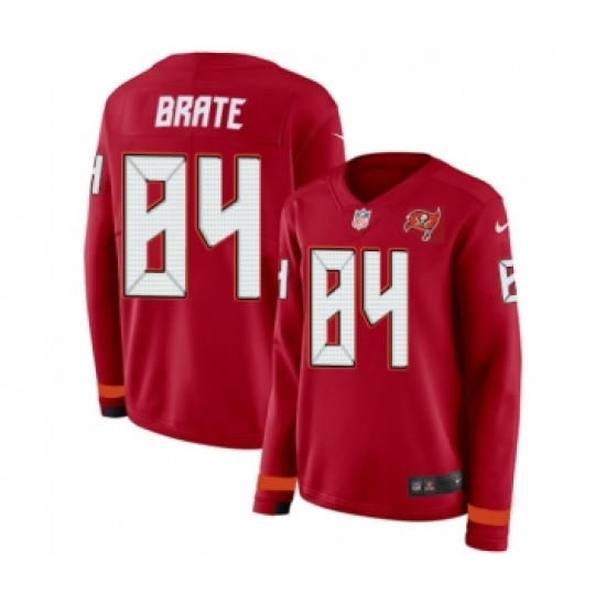 Women's Nike Tampa Bay Buccaneers #84 Cameron Brate Limited Red Therma Long Sleeve NFL Jersey - Ujersey