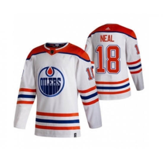 Men's Edmonton Oilers #18 James Neal White 2020-21 Reverse Retro Alternate Hockey Jersey - Ujersey