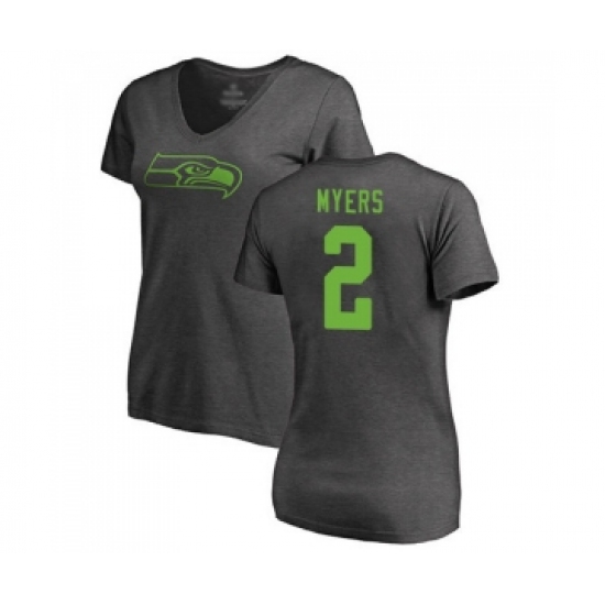 Football Women's Seattle Seahawks #2 Jason Myers Ash One Color T-Shirt - Ujersey