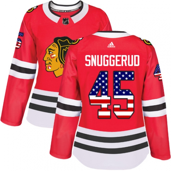 Women's Adidas Chicago Blackhawks #45 Luc Snuggerud Authentic Red USA Flag Fashion NHL Jersey - Ujersey
