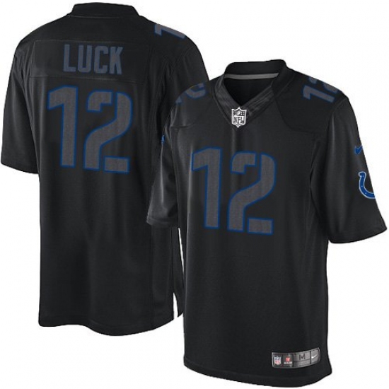 Men's Nike Indianapolis Colts #12 Andrew Luck Limited Black Impact NFL Jersey - Ujersey