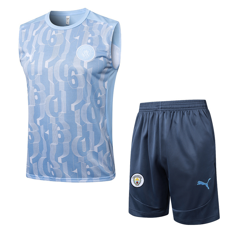 Manchester City Sleeveless Training Jersey Kit Light Blue 2025/26 - Ujersey NHL