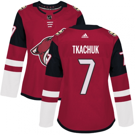 Women's Adidas Arizona Coyotes #7 Keith Tkachuk Authentic Burgundy Red Home NHL Jersey
