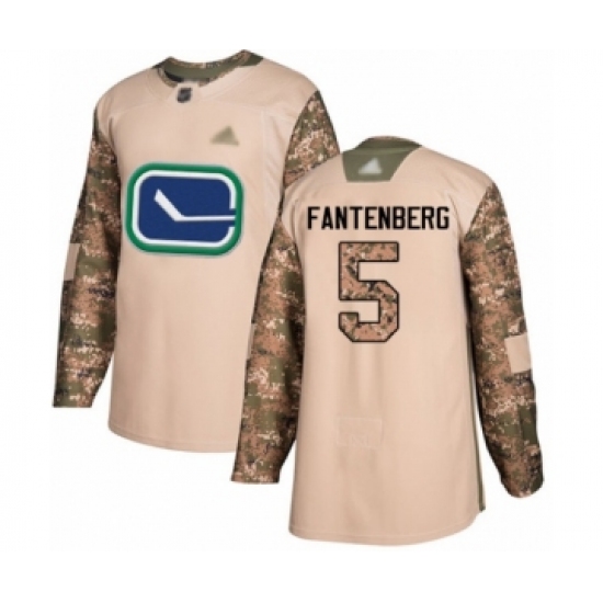 Men's Vancouver Canucks #5 Oscar Fantenberg Authentic Camo Veterans Day Practice Hockey Jersey - Ujersey