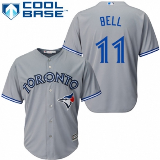 Youth Majestic Toronto Blue Jays #11 George Bell Replica Grey Road MLB Jersey - Ujersey