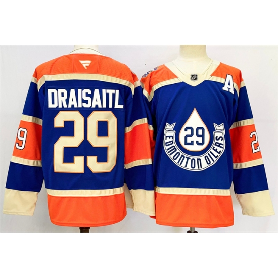 Men's Edmonton Oilers #29 Leon Draisaitl Royal 2024-25 With A Heritage Classic Primegreen Stitched Jersey - Ujersey